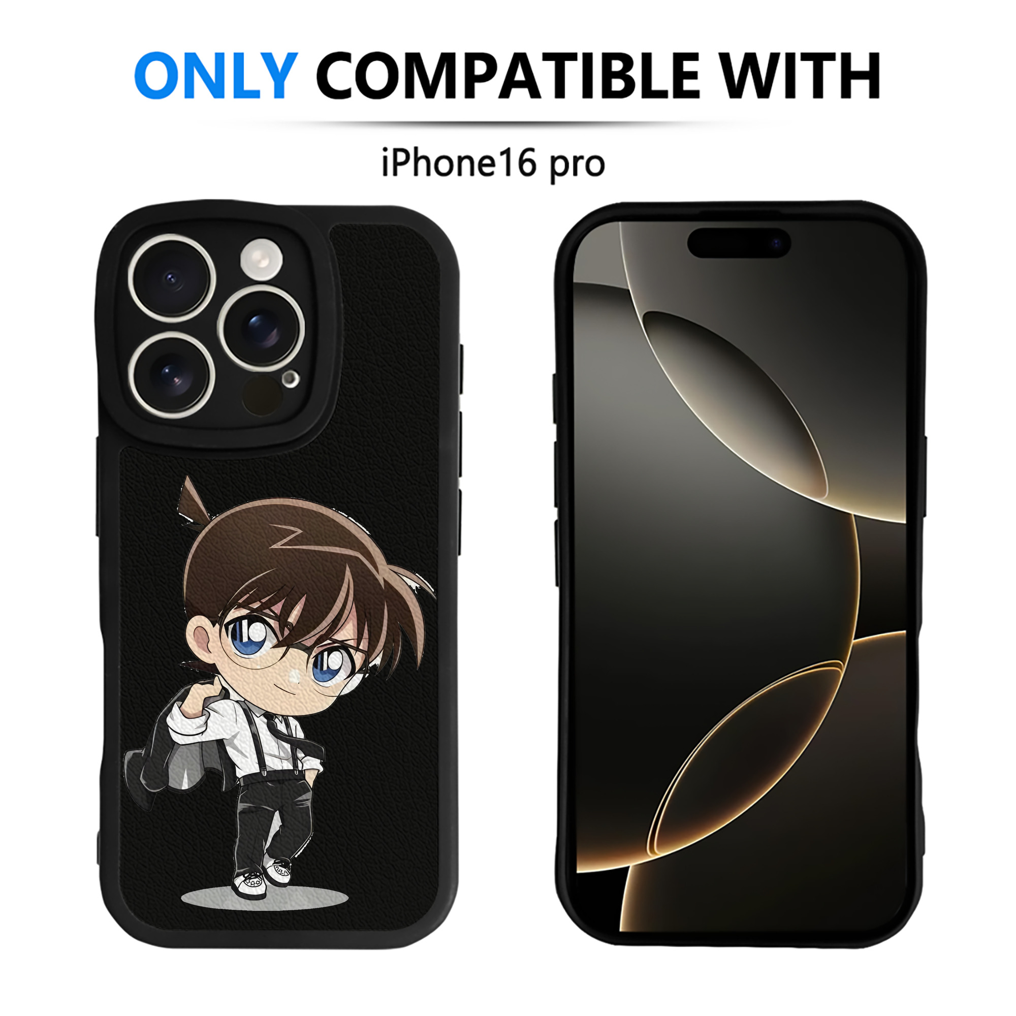 （画像用） 名探偵コナン 江戸川 コナン Detective Conan Conan Edogawa 【iPhone 16シリーズ対応】シリコンスマホケース（レザー調） 材質：シリコン